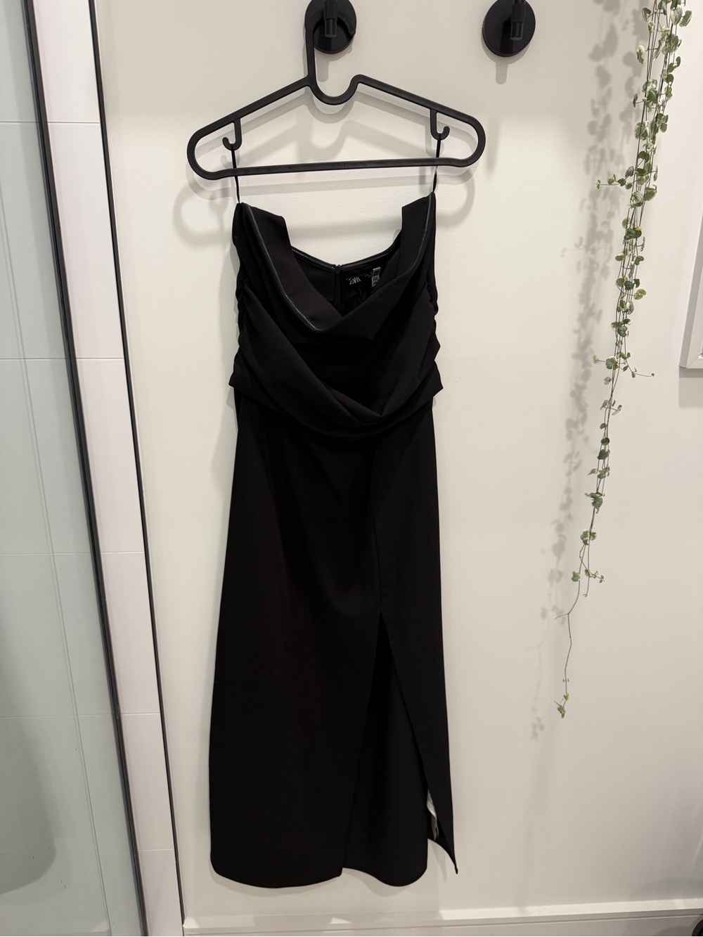 Black Zara Cowl Neck Midi Dress